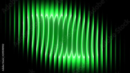Foto Abstract ribbed glass lines with flowing gradient blending intense green doomsday colors