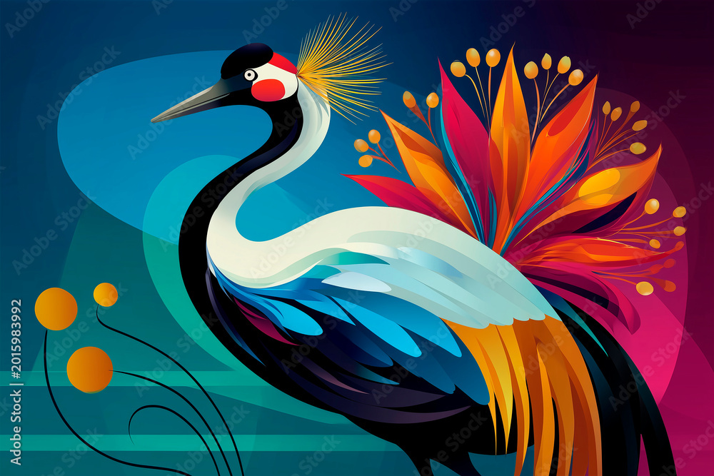 Fototapeta premium A Red-crowned crane 