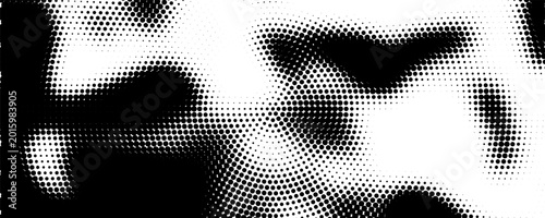 Horizontal gradient of black and white hexagon halftone texture vector illustration black and white dot background