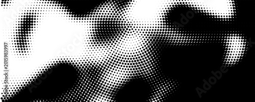 Horizontal gradient of black and white hexagon halftone texture vector illustration black and white dot background