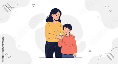 Mother Comforting Sad Son, Empathy and Support, Family Connection
