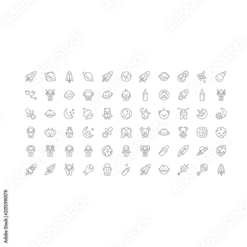 Graphic icons representing various creative and abstract shapes with abstract