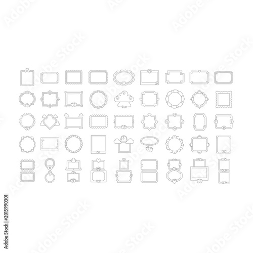 Set of various geometric frame designs and rectangular border elements