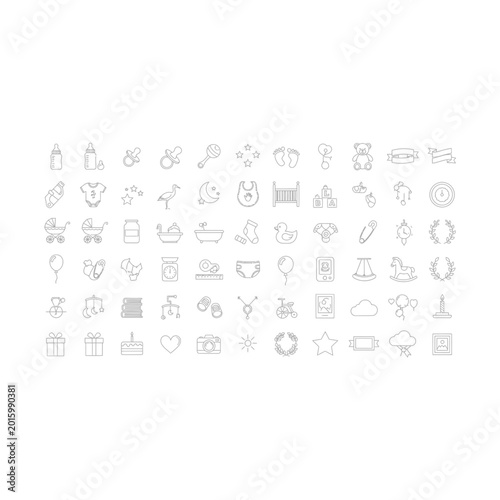 Diverse collection of miscellaneous graphic design icons with abstract, ornament