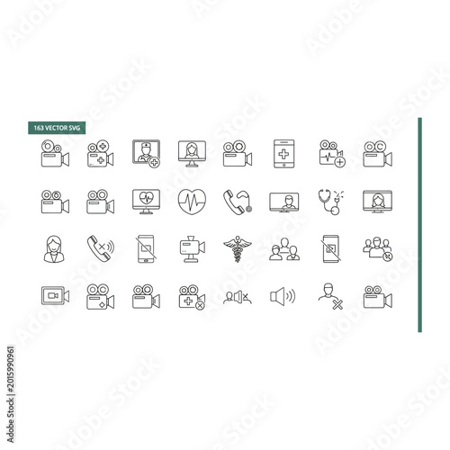 Collection of business and communication digital line icons with business