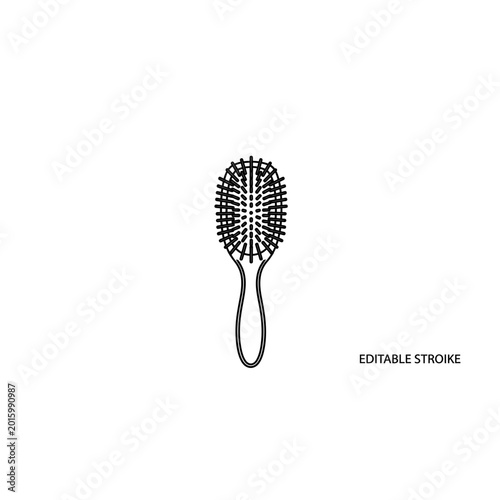 Minimalist black and white hairbrush line art illustration with a clean, simple