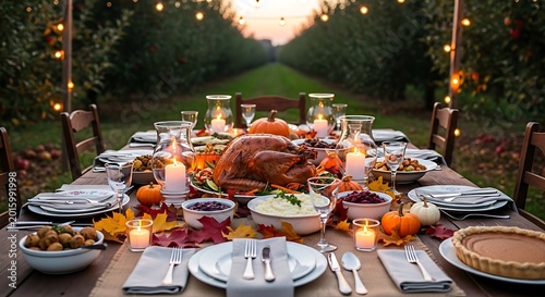 Thanksgiving Feast - A Festive Outdoor Dining Experience.