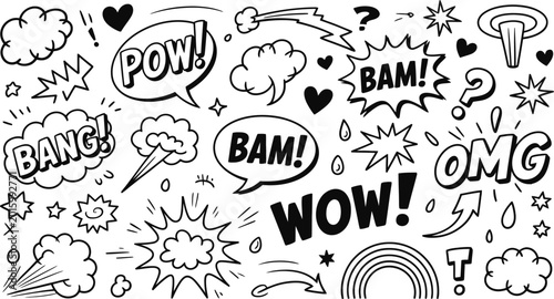 Tableau sur toile Comic Speech Bubbles and Sound Effects