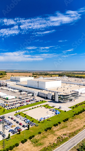 Obraz na plátně High angle view of large logistics hub and warehouse