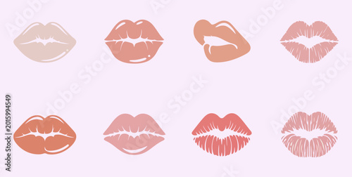 Foto A vector icon set of kisses, lips and affectionate expressions illustrated