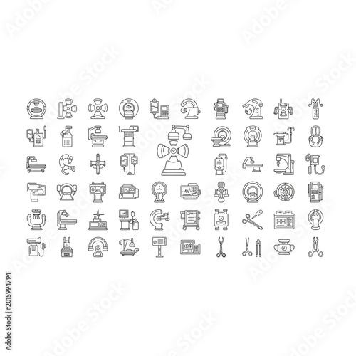 Comprehensive set of black and white minimalist business and technology icons