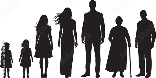 Foto Human life stages silhouettes from childhood to adulthood and old age representi