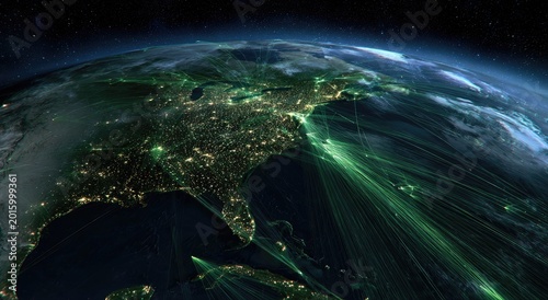 Earth's glowing network of lights and connections at night