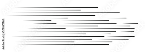 Tableau sur toile Black Horizontal Speed Lines Isolated on White Background - Abstract Motion Effe