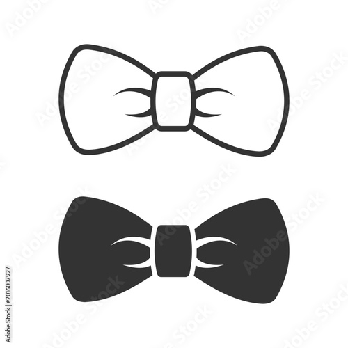 Billede på lærred Bow tie ribbon flat and outline style icons on a white background