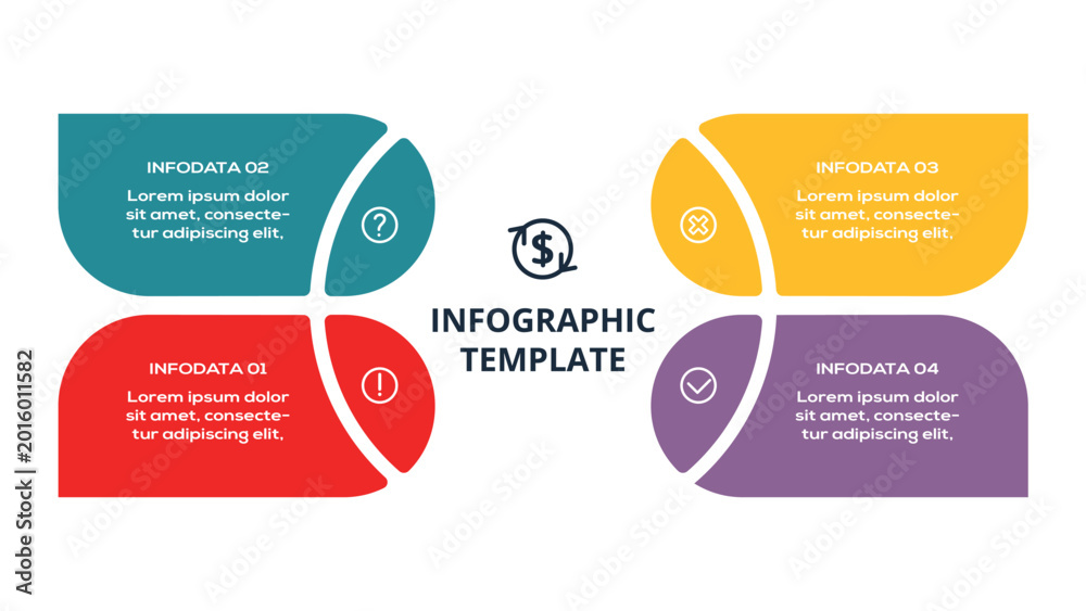 Fototapeta premium Business Process infographic with 4 steps, options, parts or processes. Business data visualization.