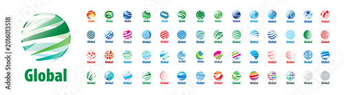 A set of abstract vector logos of the global network