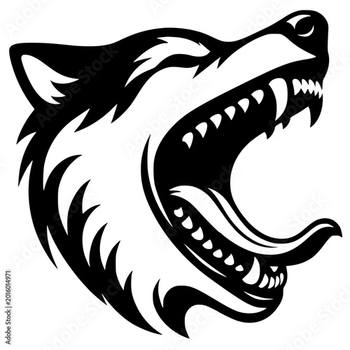 Silhouette of a roaring wolf