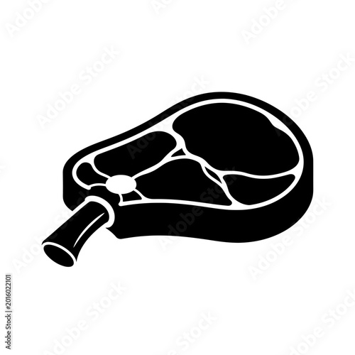 Bild auf Leinwand Black and White Icon of a Raw Meat Steak with Bone