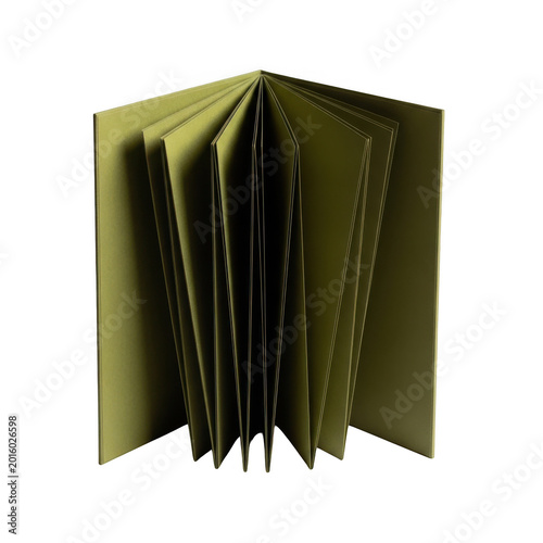 Modern green accordion folded brochure isolated on transparent background