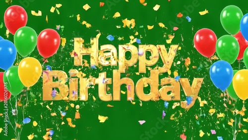 Happy Birthday Celebration Green Background.