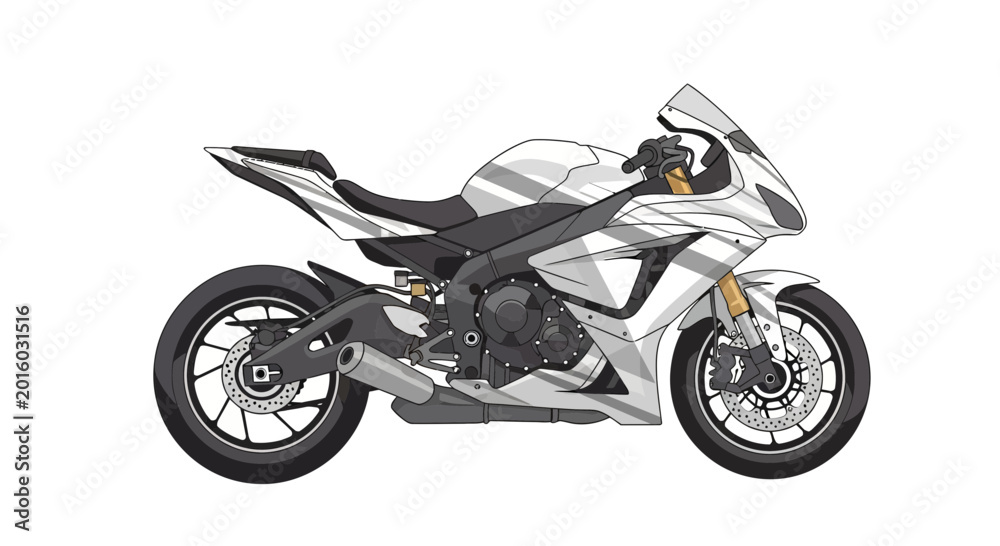 Obraz premium White Sport Motorcycle Illustration
