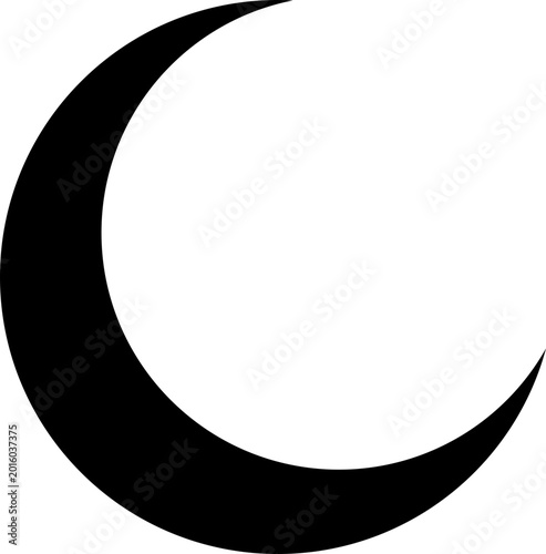 Fotografie Black Flat Line Moon Icon of Minimal Outline Illustration Lunar Crescent Night S