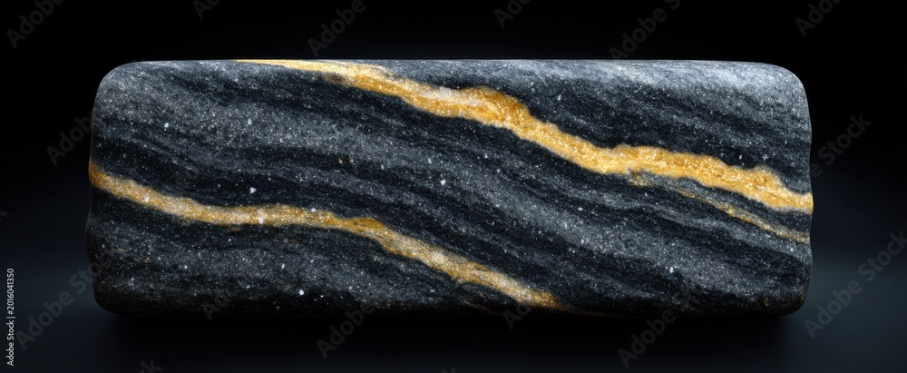 Fototapeta premium Sleek black granite stone finish featuring organic veining designs.