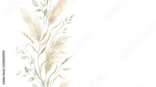 Watercolor Foliage Border PNG