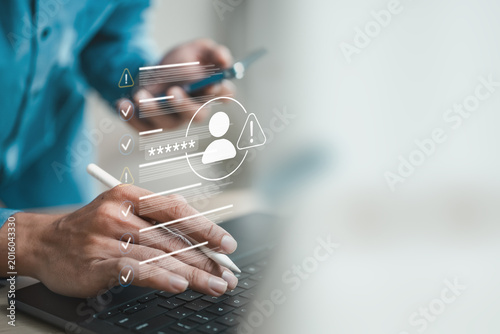 Obraz na plátně Digital login activity monitoring interface showing account security, suspicious access alerts and user verification on online system