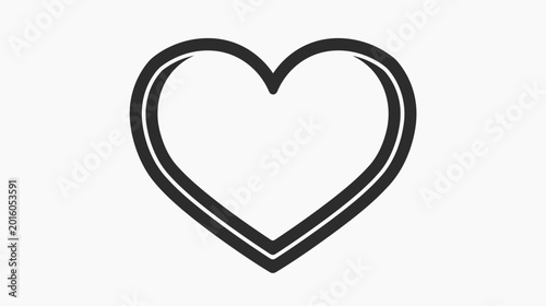 A smooth, double lined heart icon in black, symbolizing love, care, affection, and positive emotions on a plain white background.