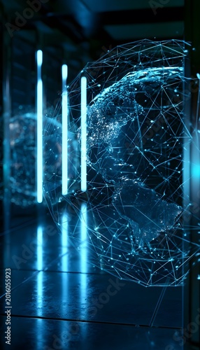 Global data network illuminates Earth a futuristic vision of interconnected digital innovation