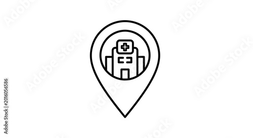 Free Download Hospital location pin icon, medical building symbol, healthcare navigation concept - GFXLoad