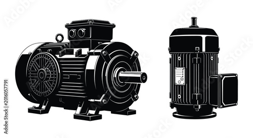 Bild auf Leinwand Electric motor silhouettes on a white background