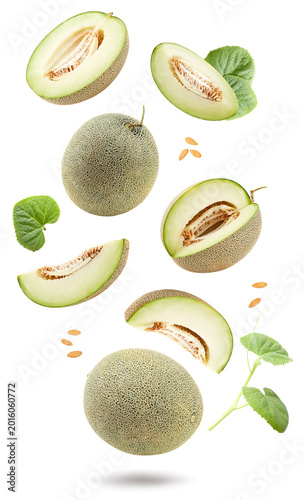 melon isolated on white background. fresh melon. clipping path