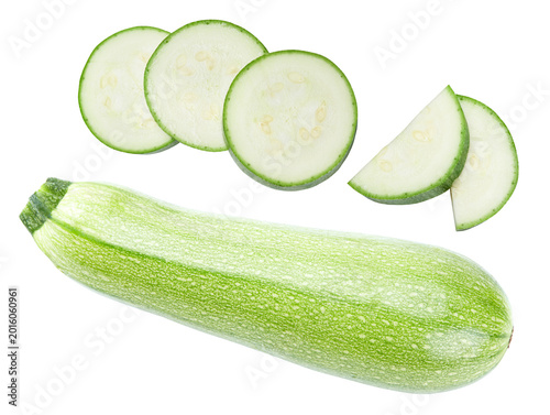 zucchini or marrow isolated on white background. clipping path