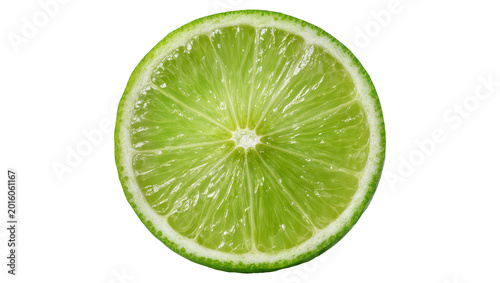 Fotografie Vibrant green lime slice with juicy segments, isolated on transparent background