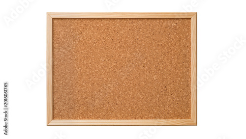 Obraz na płótnie Natural cork bulletin board with light wood frame, isolated on transparent backg