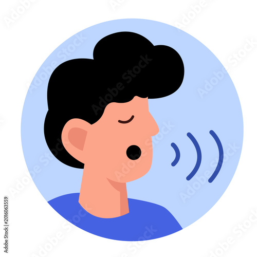 Speaking Out: A person with closed eyes illustrating clear communication through sound waves. 