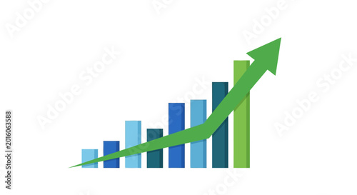 Canvas Print Green arrow rising graph chart.