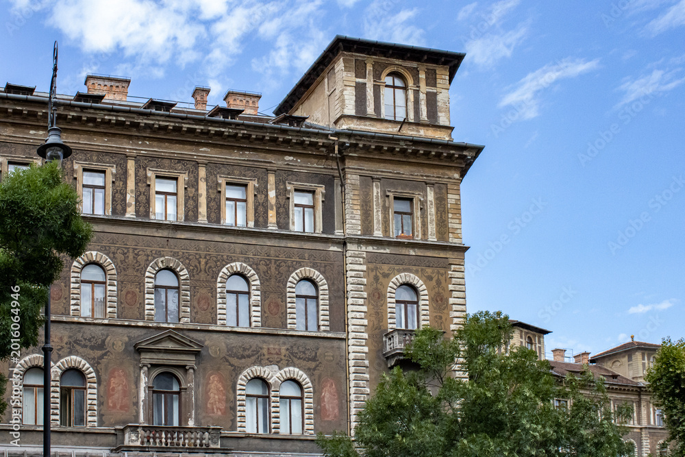 Fototapeta premium Budapest, Hungary, typical Hungarian building in the historic center of the Hungarian capital