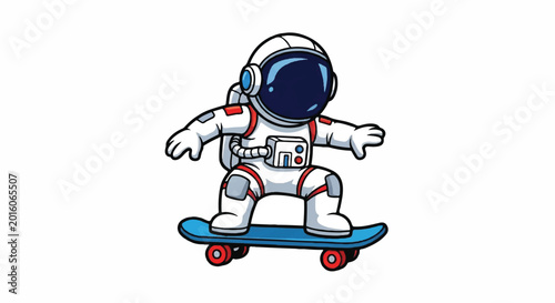 Astronaut Riding a Skateboard Illustration.