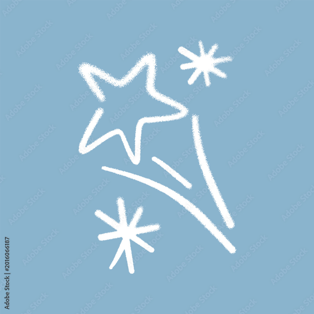 Fototapeta premium Minimal vector vacation emblem with sun, waves and seagulls, stars in spray paint style. Hand drawn summer icon with grainy texture for travel, vacation, beach branding and seasonal design.