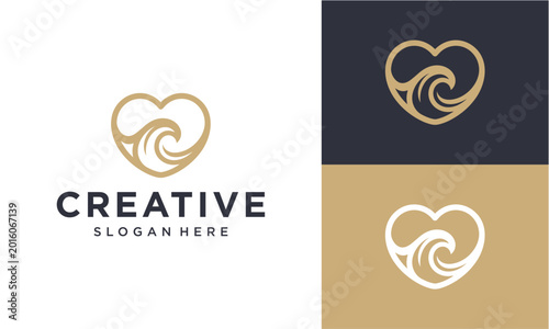 Elegant Heart and Wave Logo - Symbolizing Love, Nature, and Fluidity