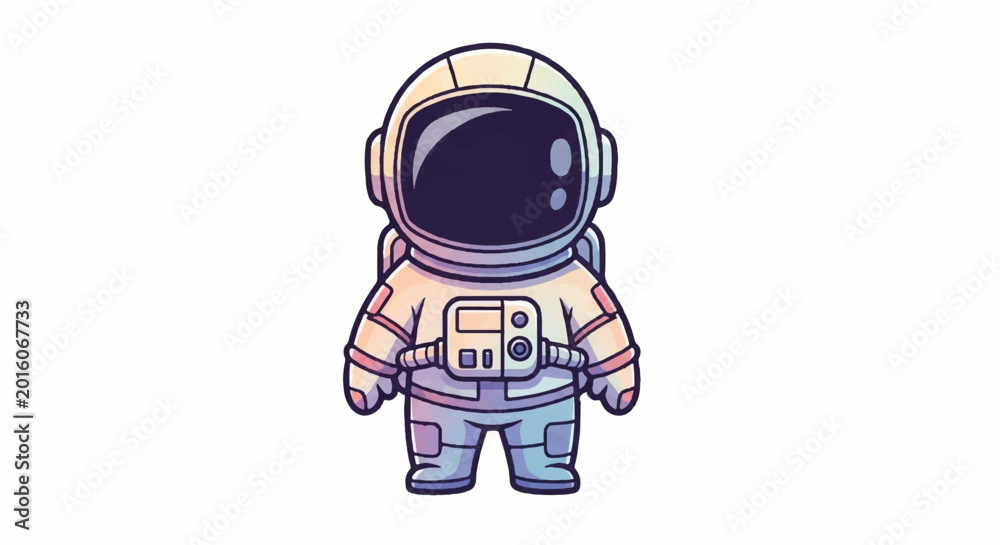 Obraz premium Cute Cartoon Astronaut Character Illustration.