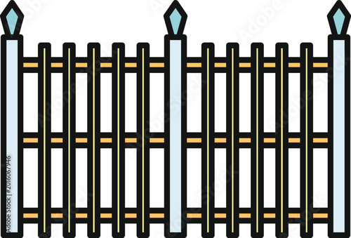 Fotografie Picket fence icon showing protection and separation, a property boundary element