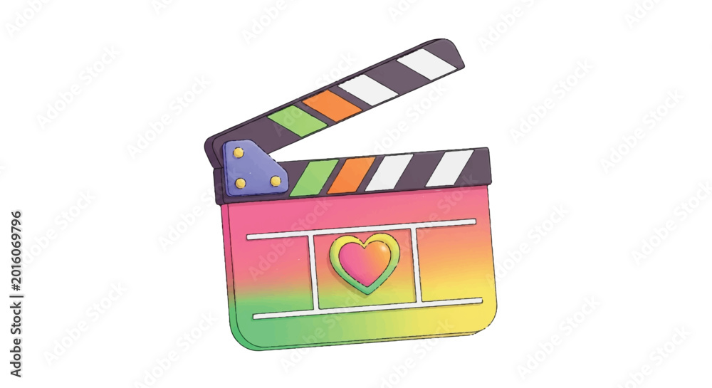 Fototapeta premium Colorful Clapperboard with Heart Symbol.