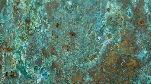 Abstract Green Patina Background with Oxidized Metal Effects