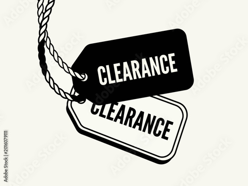 Tableau sur toile Vintage-style clearance sale tags with bold typography, emphasizing discounts and promotions, ideal for retail businesses looking to attract customers with visual appeal