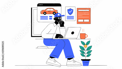 Car Insurance Online Service Illustration